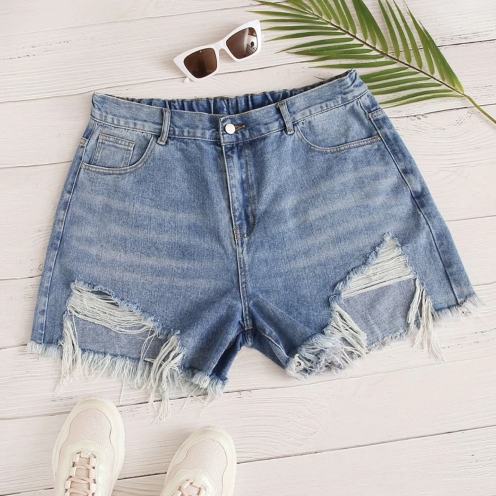 Ripped Denim Shorts